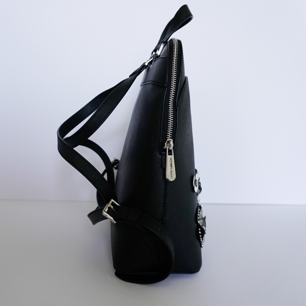 Michael Kors Emmy LG Leather Backpack Black Floral - Picture 3 of 8